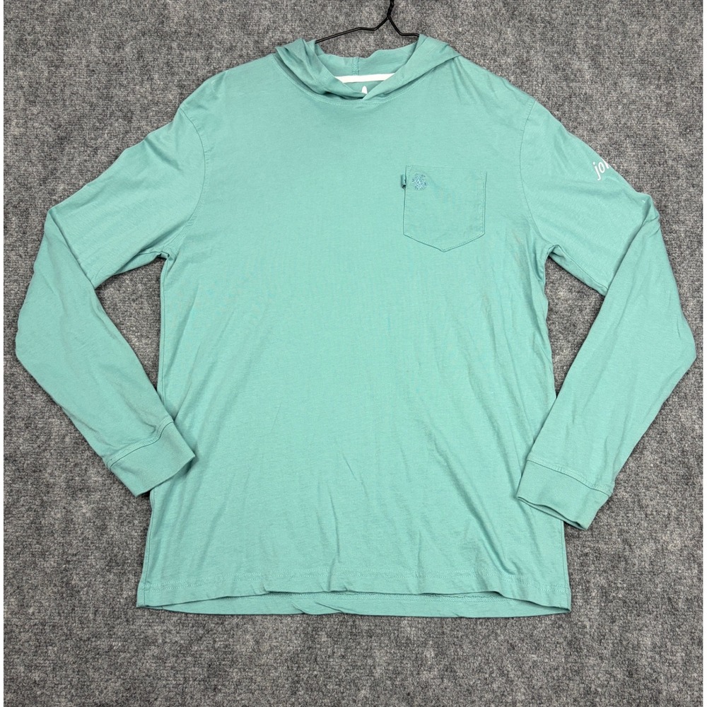 Johnnie-O Mens Small Seafoam Green Hooded Long Sleeve T-Shirt All American Logo